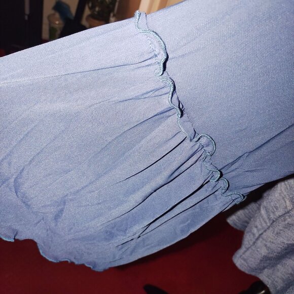 Oversized Gray & Blue Knit Tunic With Contrast Ruffle Sleeves Size 4X-NEW - Picture 5 of 8